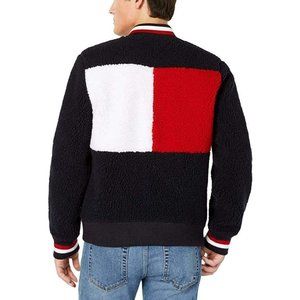 🔥VTG Tommy Hilfiger Mens Jacket Midnight Blue Size Xl Crowly Fleece Bomber #105